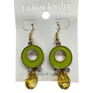 Green Circle and Rhinestone Dangles